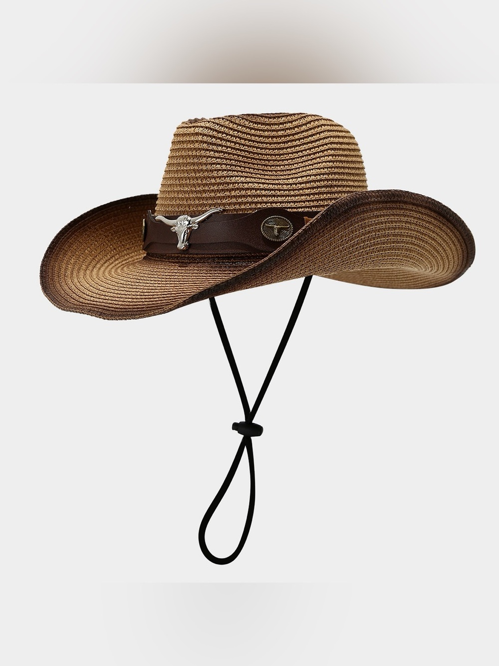 Bull Skull Straw Cowboy Hat